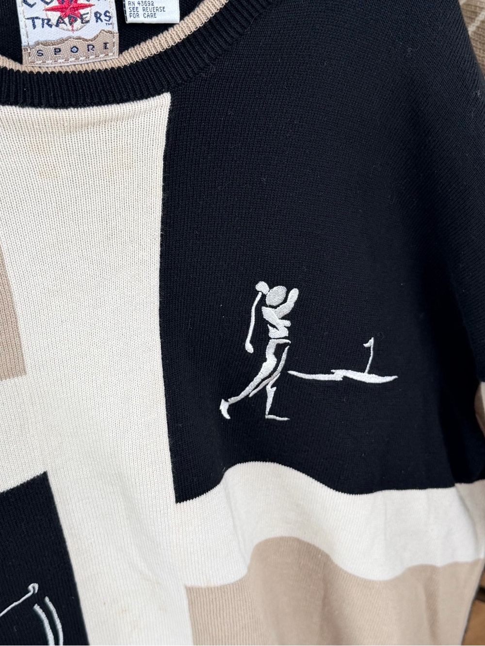 Men's vintage cotton traders sport  Colorblock golf Crewneck Sweater 100% cotton - Picture 5 of 5